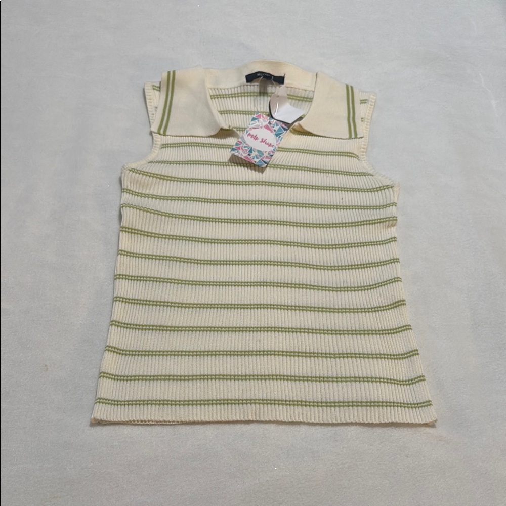 Cream and Green Tank Top with Chic Style